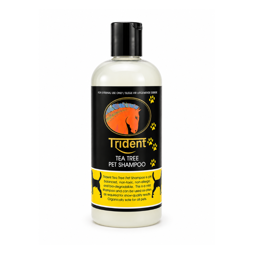 Trident Tea Tree Pet Shampoo bottle on a white background